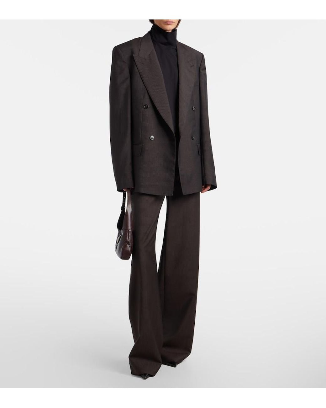 Gucci Black Pinstripe Wool And Mohair Wide-Leg Pants