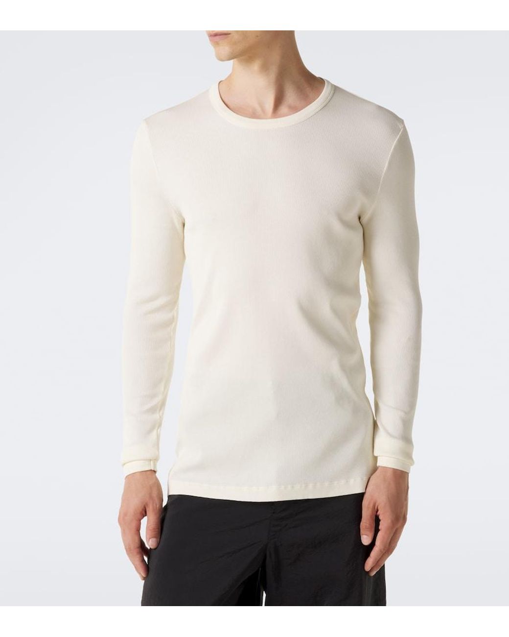 Lemaire Natural Ribbed-Knit Cotton T-Shirt for men