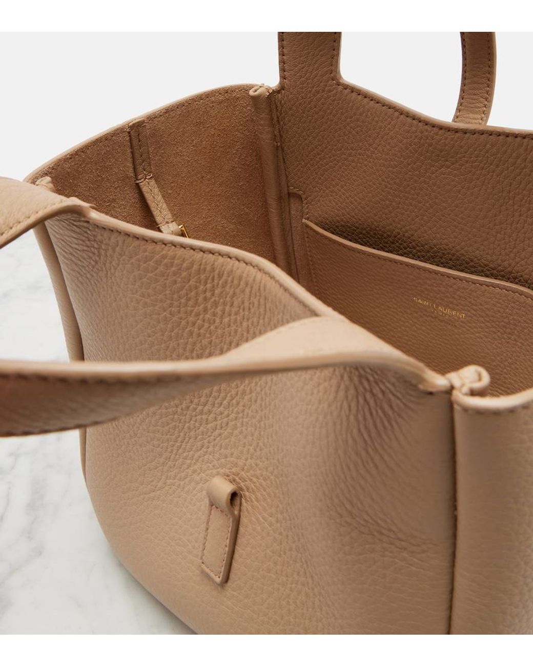 Saint Laurent Brown Le 5 A 7 Baby Bea Leather Top-Handle Bag