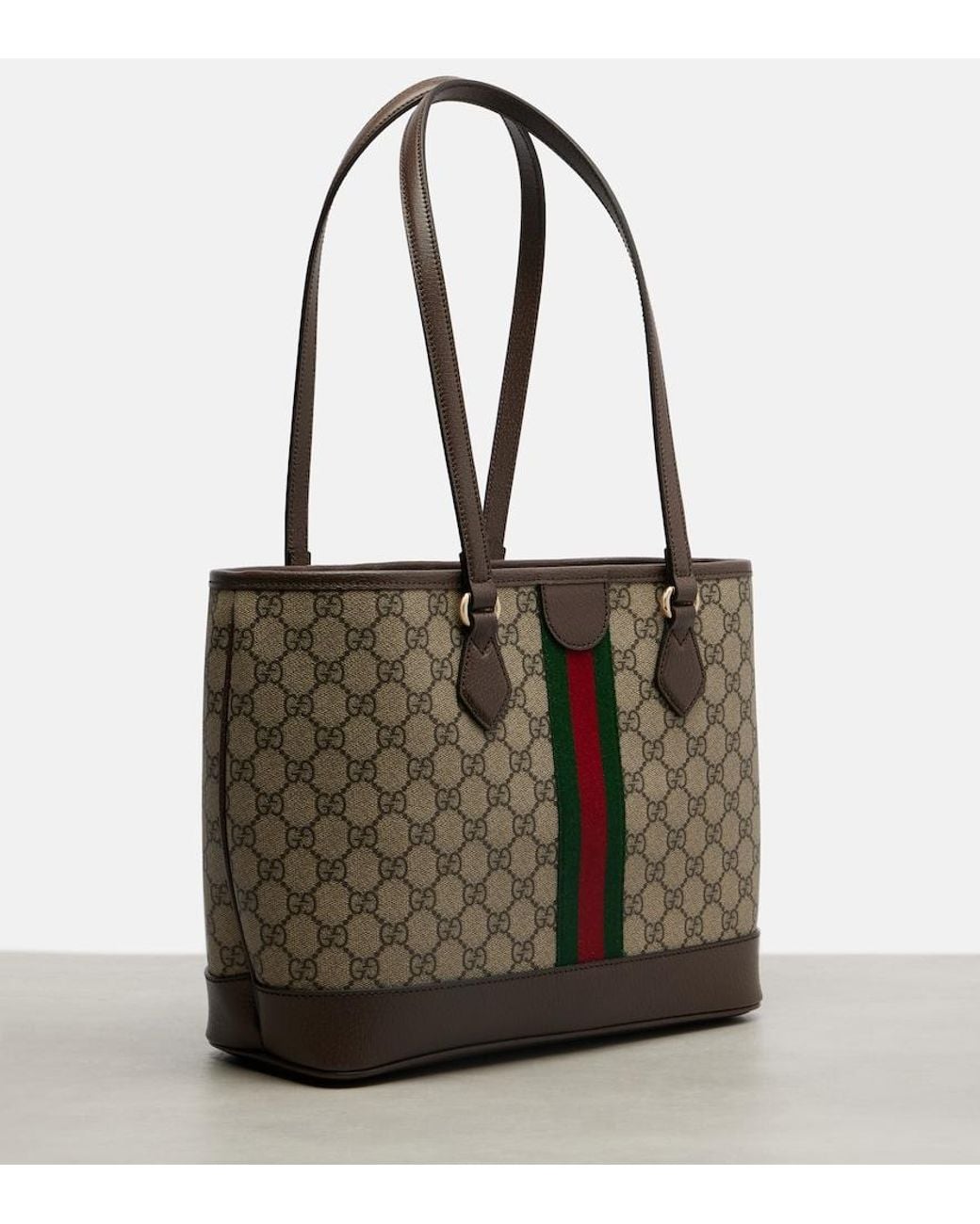 Shopper 'Ophidia' Con Motivo Gg All-Over E Logo Metallico Sul Fr di Gucci in Brown