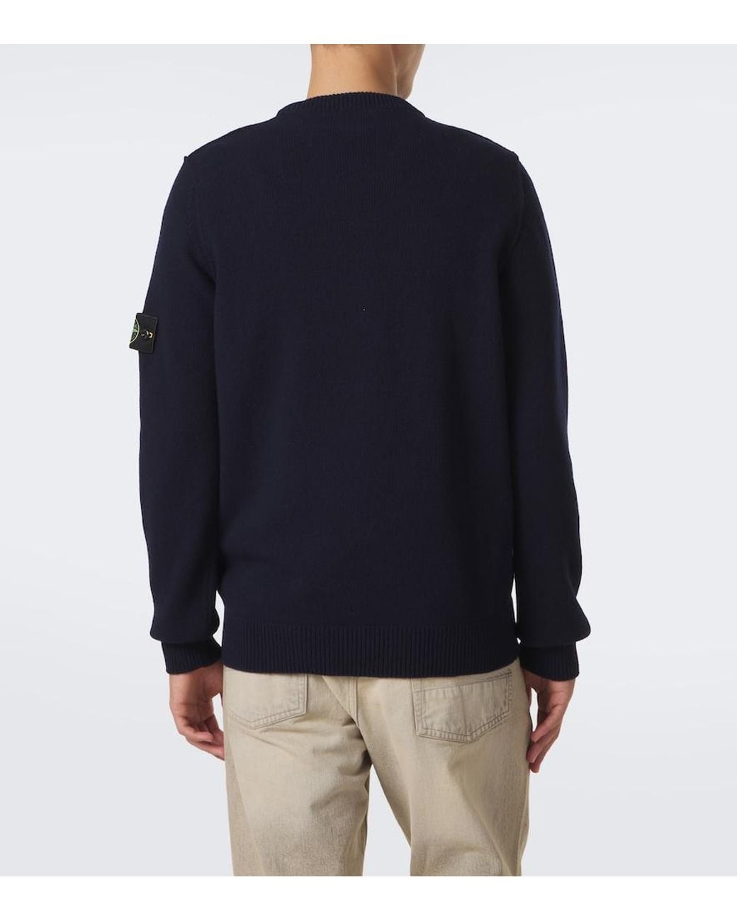 Stone Island Blue Compass Badge Wool-Blend Sweater for men
