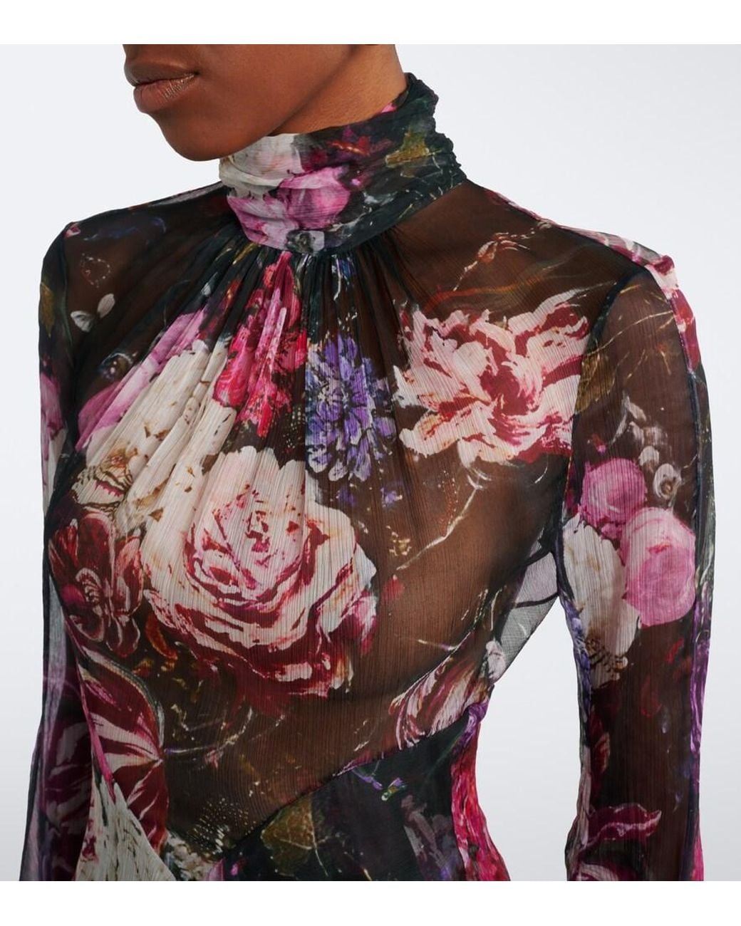 Roberto Cavalli Purple Floral Open-Back Silk Minidress