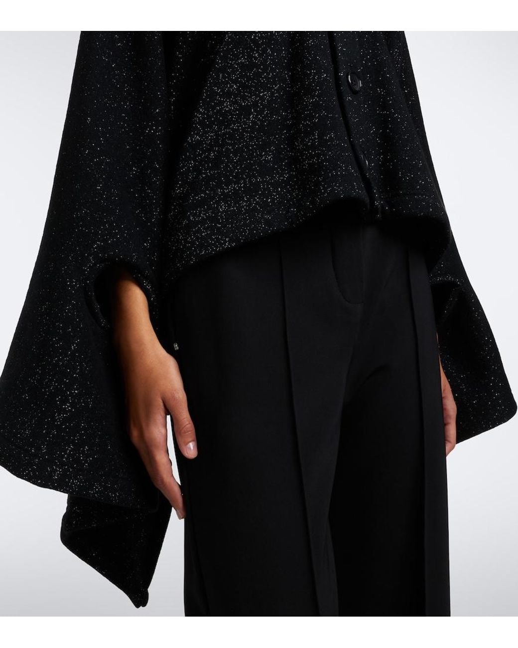 Junya Watanabe Black Draped Wool And Cotton-Blend Cardigan