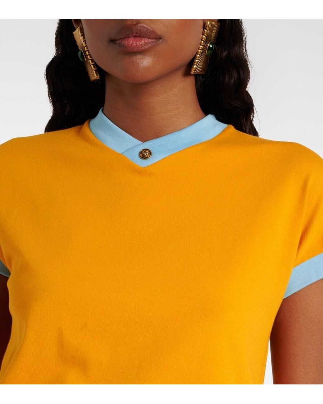 Versace Yellow Medusa Cotton-Blend Jersey T-Shirt