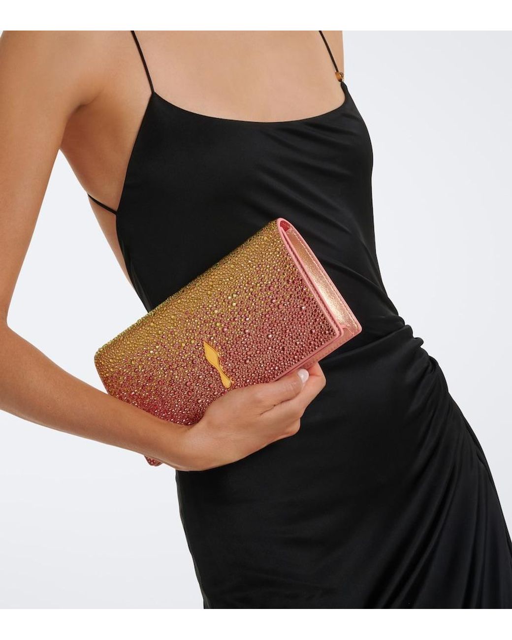 Christian Louboutin Red Bettina Embellished Leather Clutch