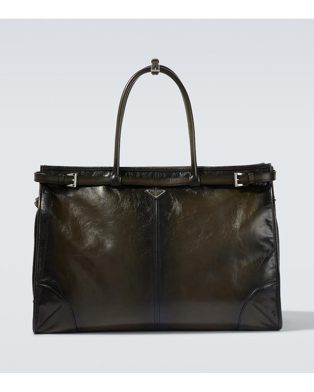 Prada Black Bonnie Leather Tote Bag for men