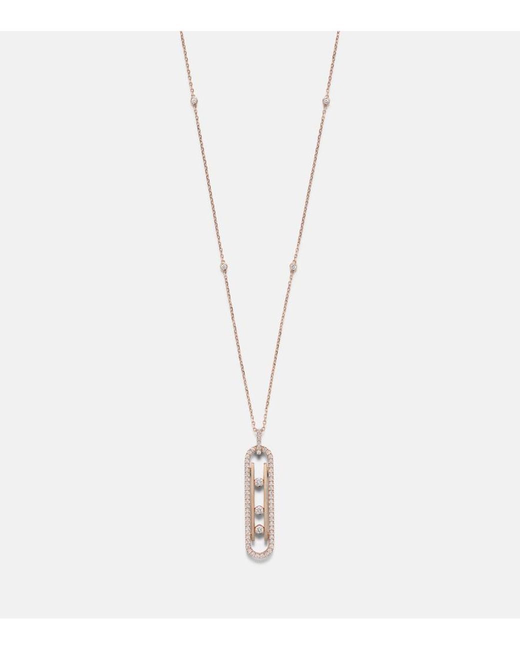 Messika White Move 10Th 18Kt Rose Pendant Necklace With Diamonds