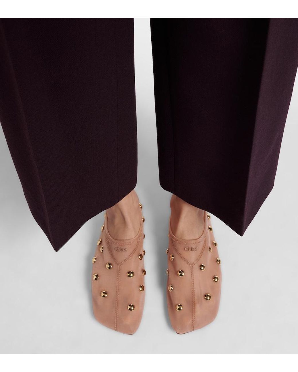 Chloé Pink Rita Studded Mesh Flats