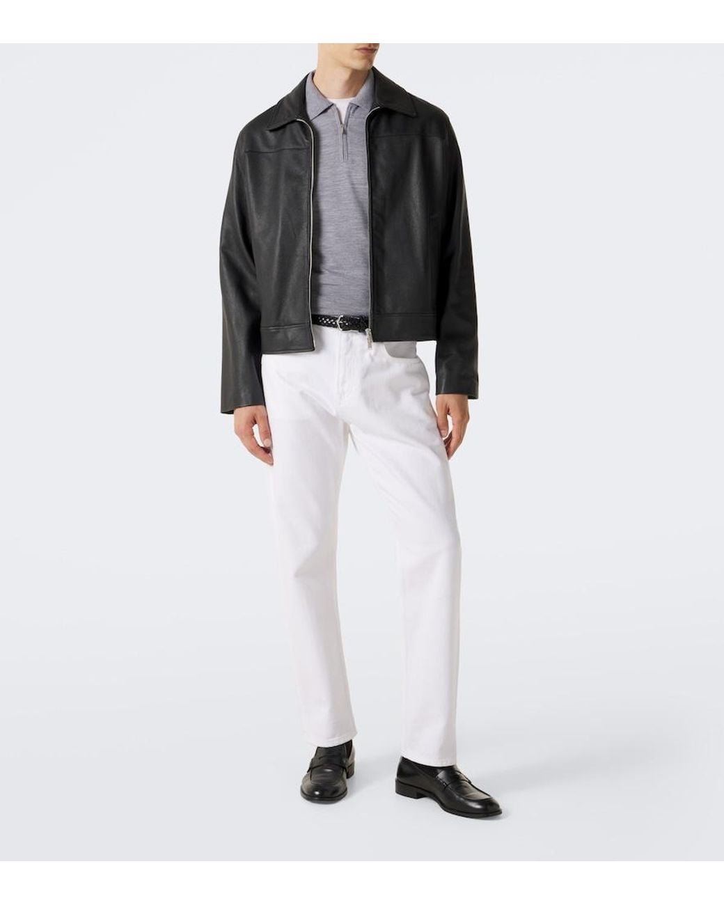 Lardini Gray Wool, Silk, And Cashmere Polo Sweater for men