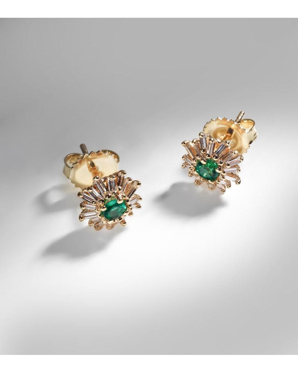 Suzanne Kalan Green 18Kt Earrings With Diamonds And Emeralds