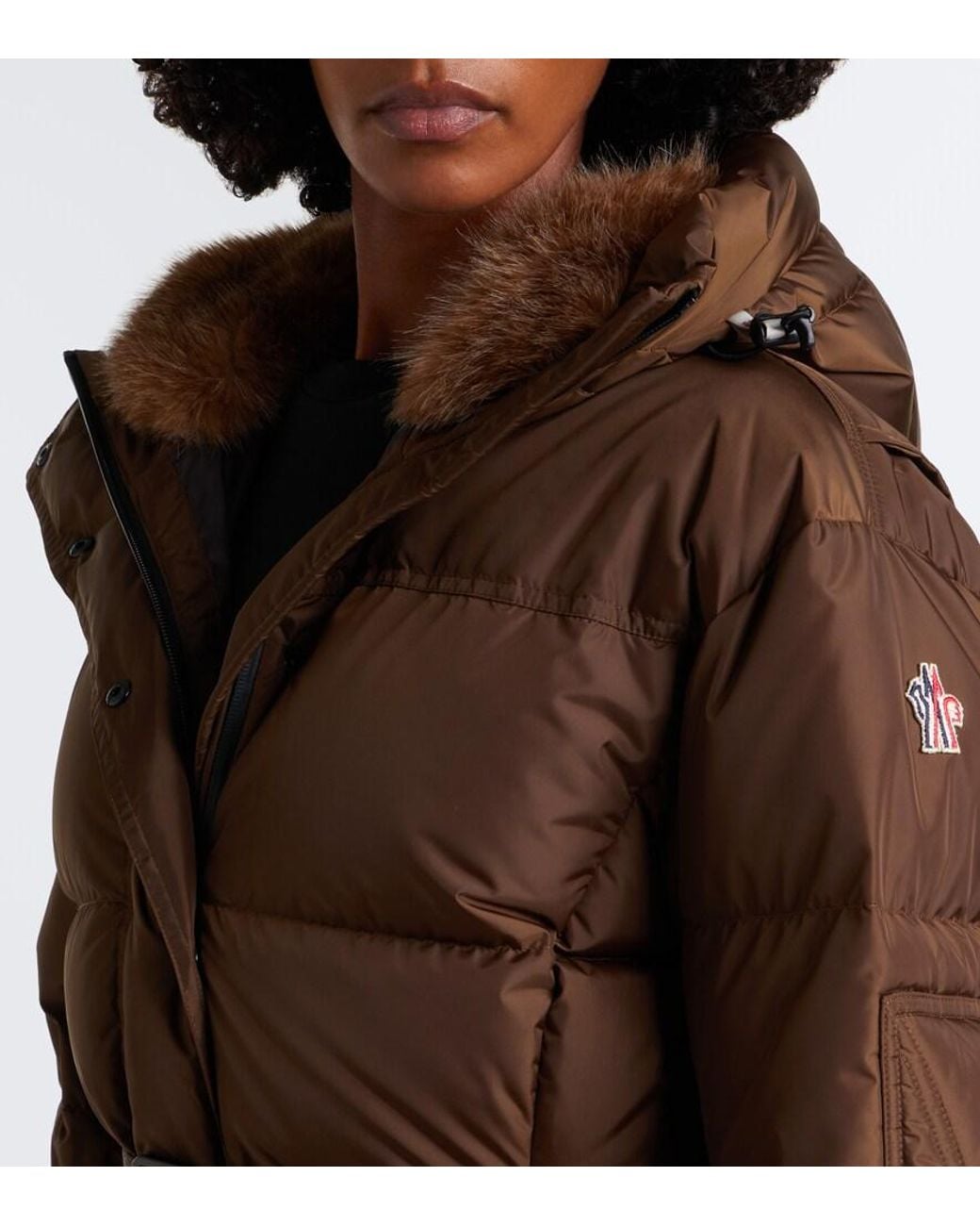 Moncler Brown Salastrains Belted Ski Jacket