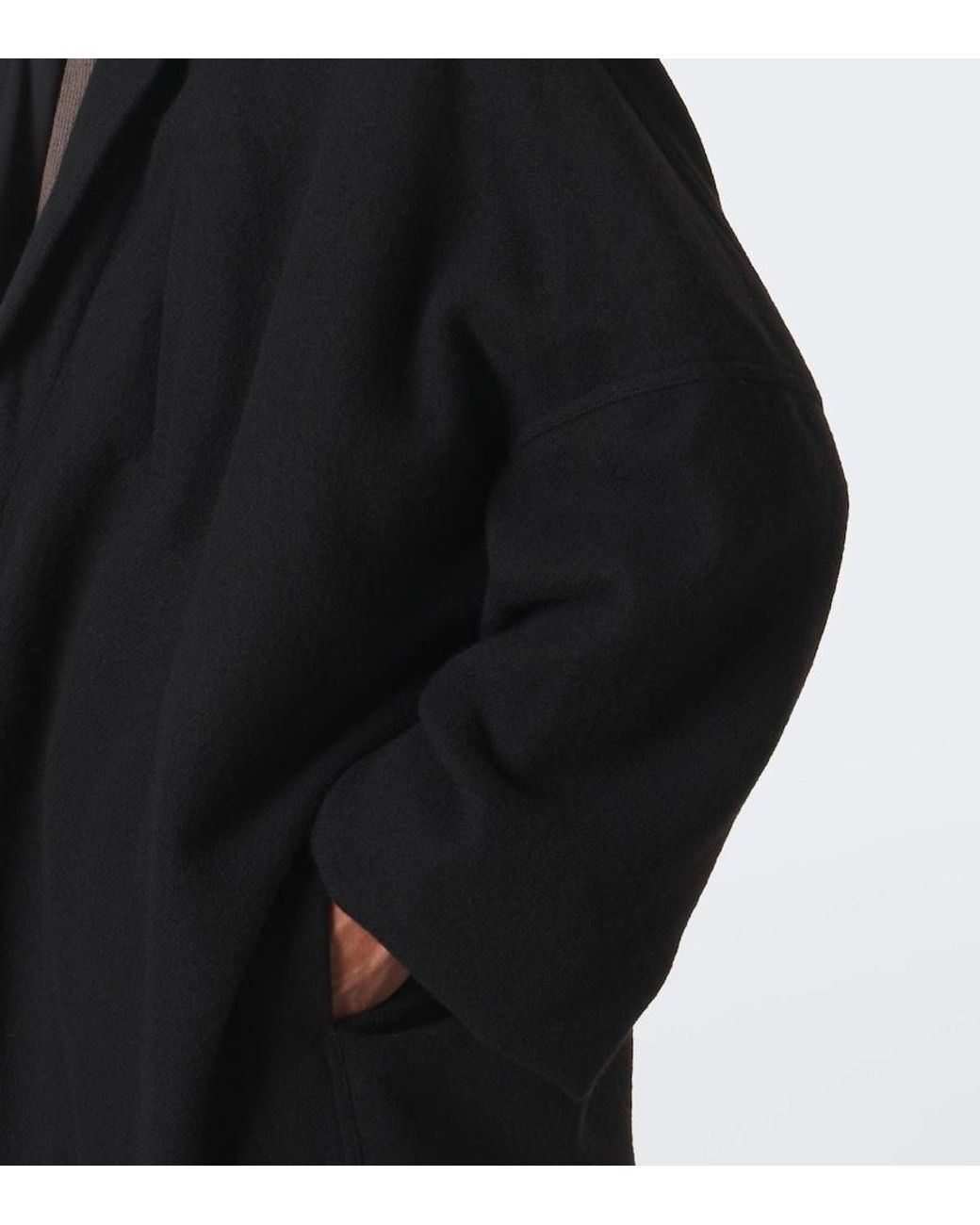 Rick Owens Black Poiret Virgin Wool Coat for men