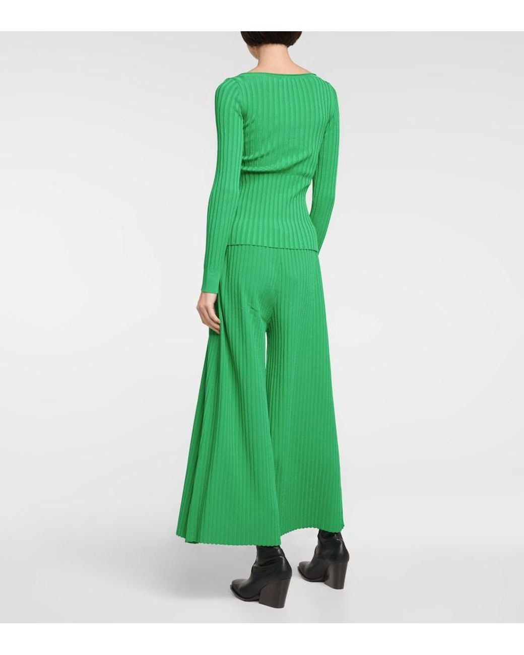 Stella McCartney Green Ribbed-Knit Top