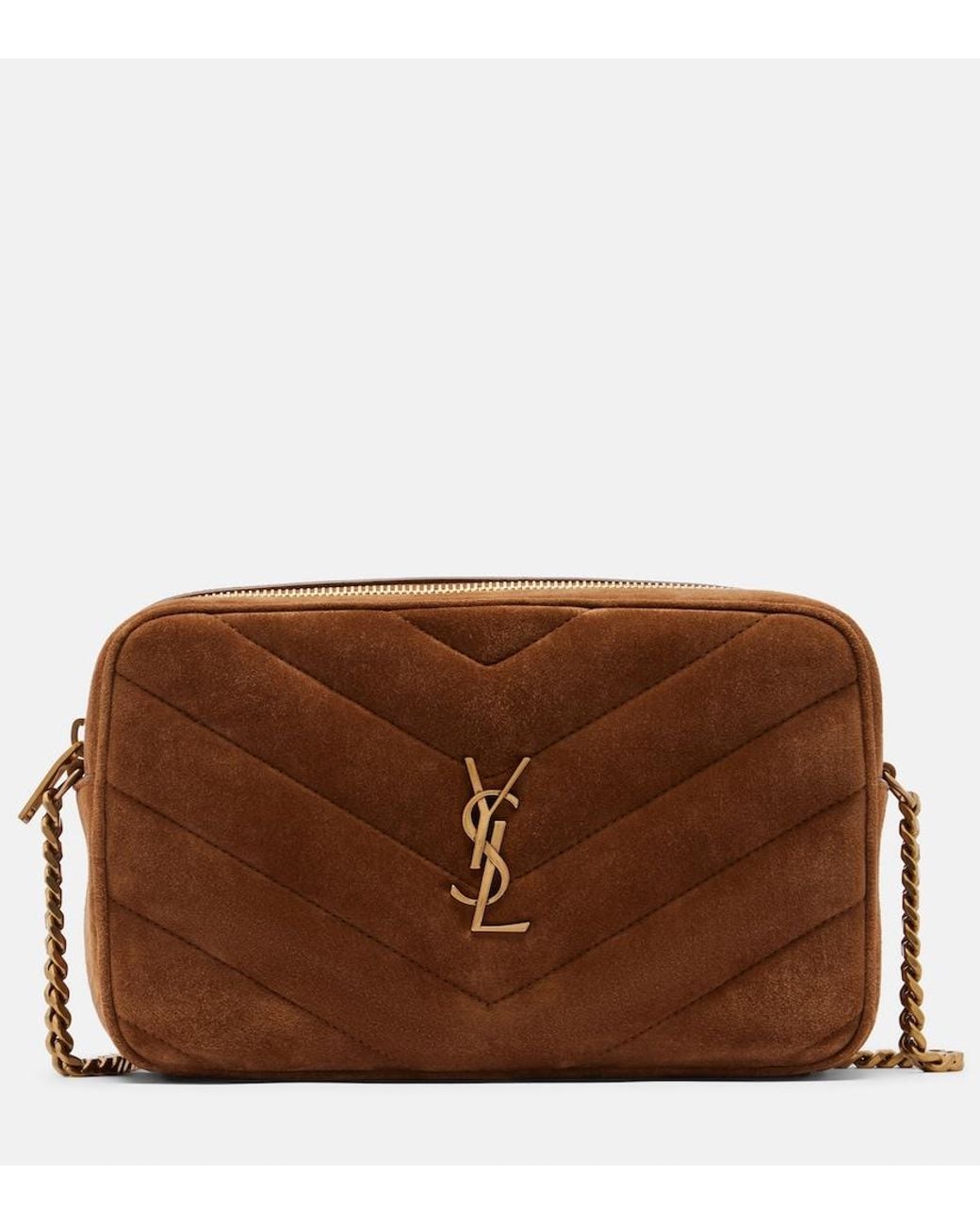 Saint Laurent Brown Loulou Medium Suede Camera Bag