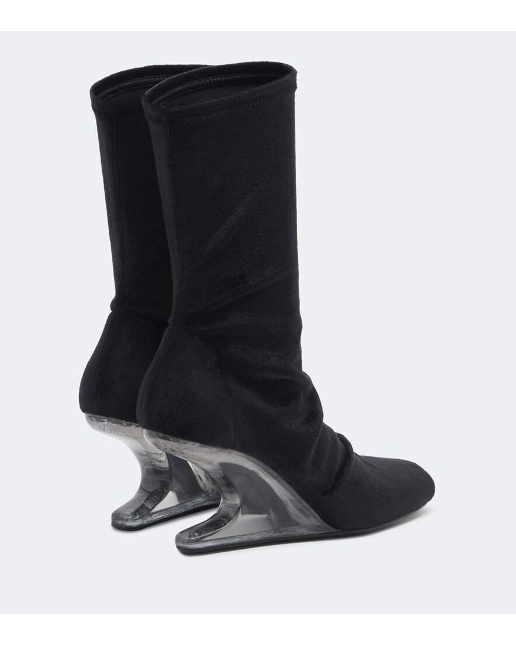 Rick Owens Black Cantilever Velvet Jersey Ankle Boots