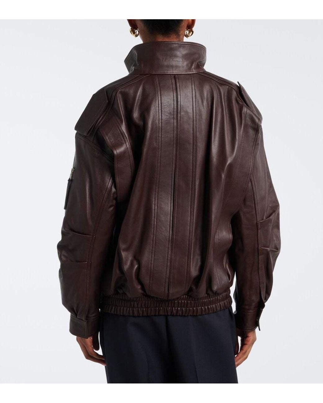 Frankie Shop Brown Napa Leather Jacket