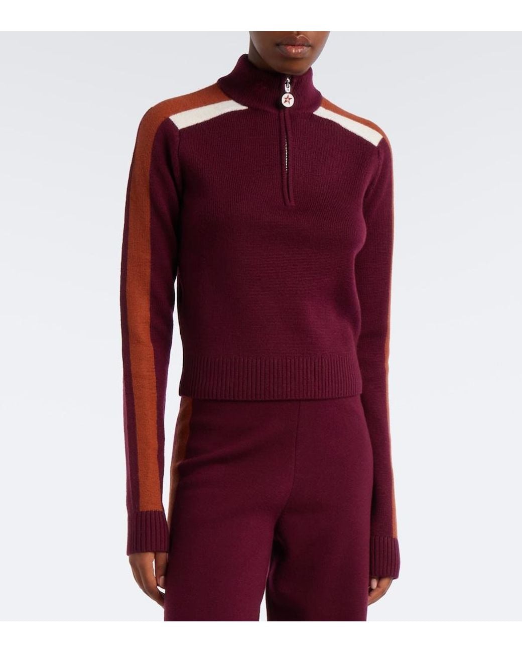 Perfect Moment Purple La Tour Wool Half-Zip Ski Top
