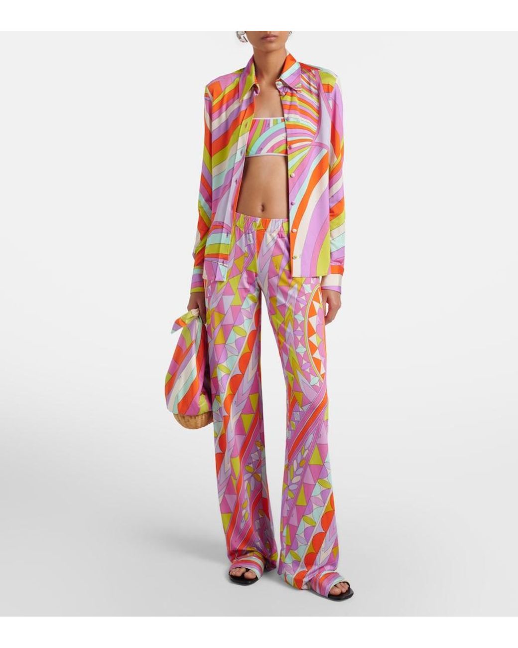 Emilio Pucci Pink Iride Satin Jersey Shirt