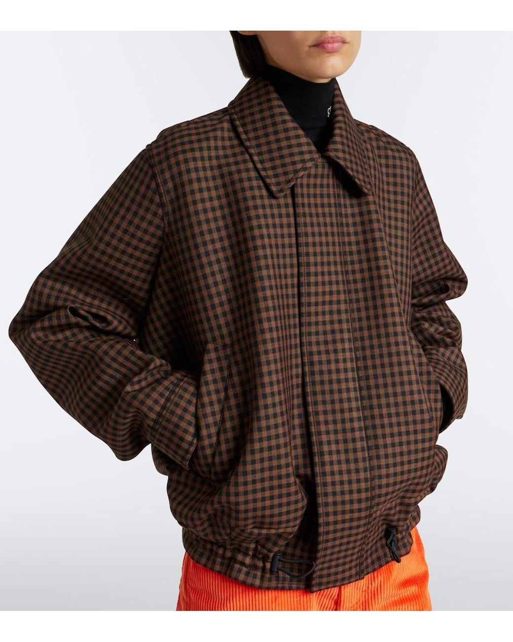 Loewe Brown Checked Wool Blouson Jacket