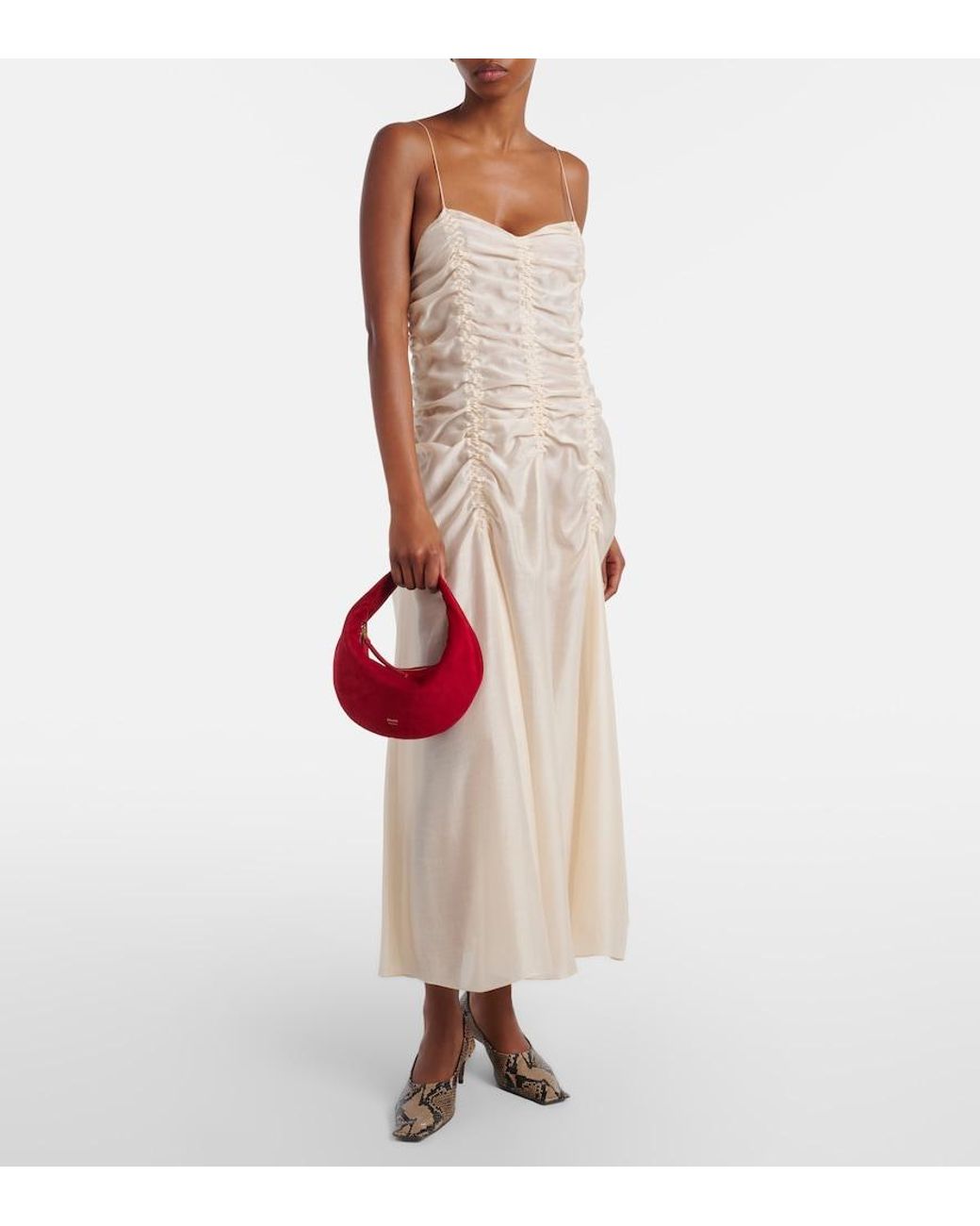 Khaite Red Olivia Mini Suede Top-Handle Bag