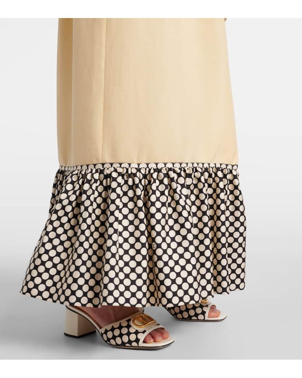 Valentino Natural Plus De Pois Embroidered Maxi Skirt