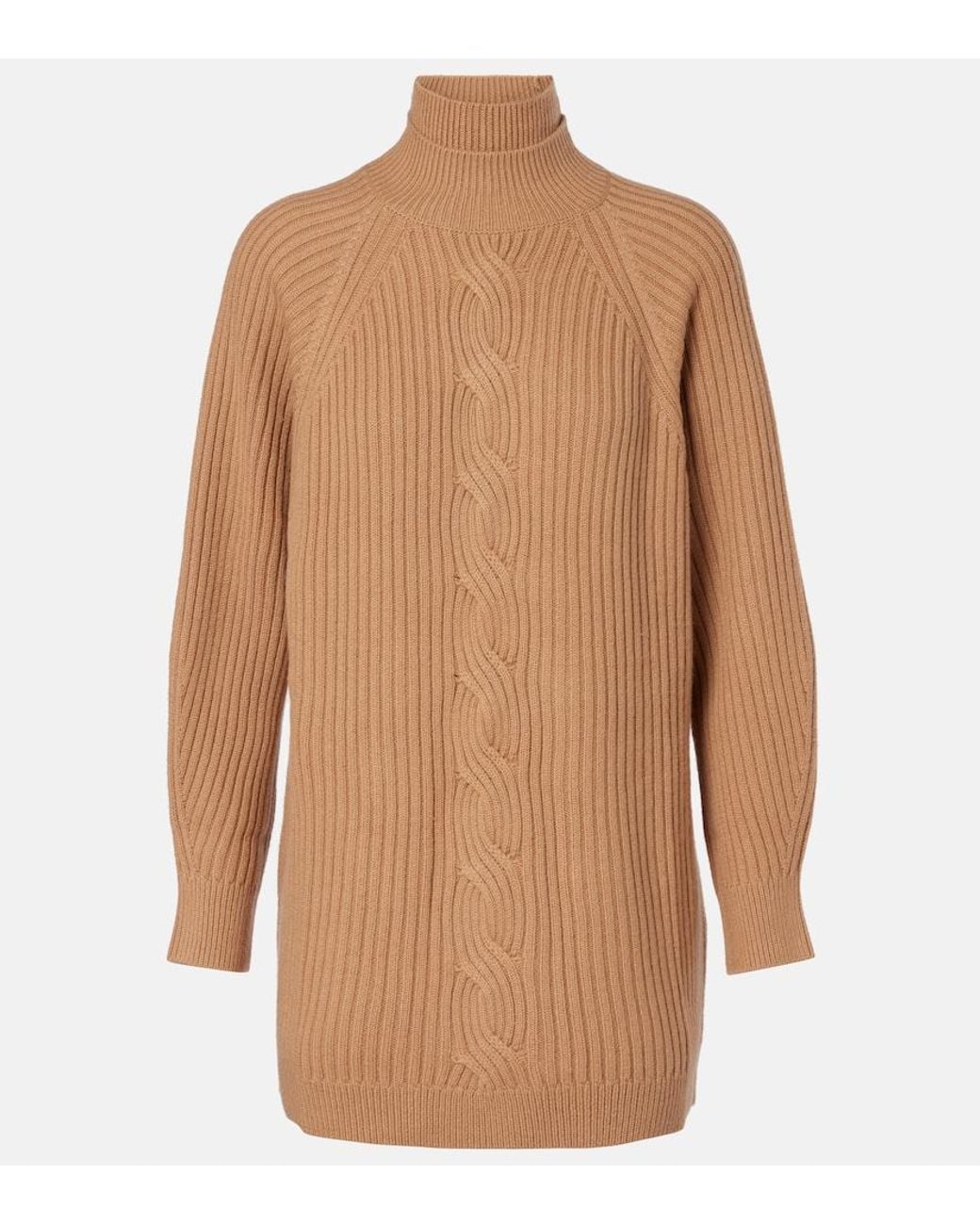 Max Mara Brown Alcazar Wool And Cashmere Turtleneck Sweater