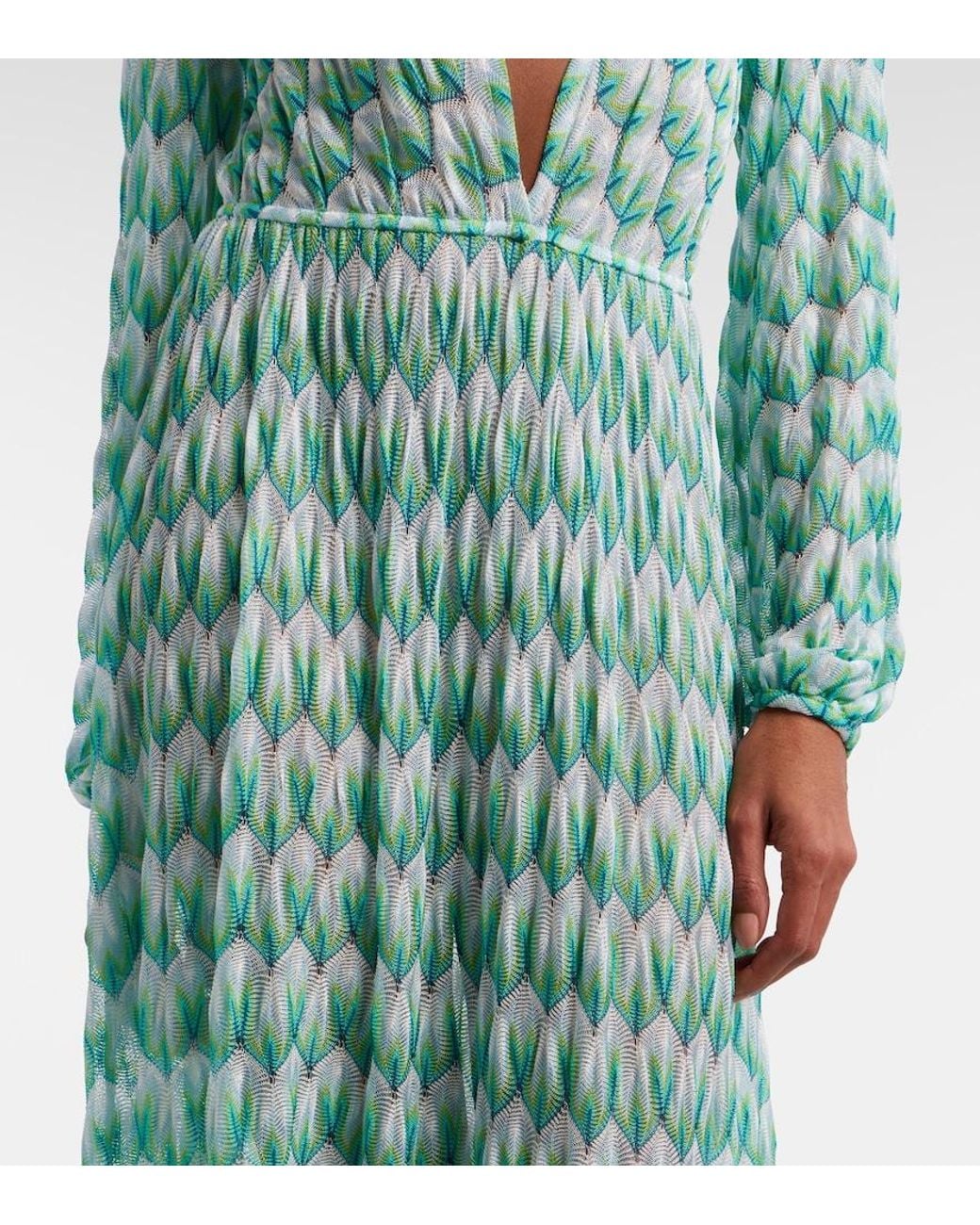 Missoni Green Open-Knit Cutout Maxi Dress