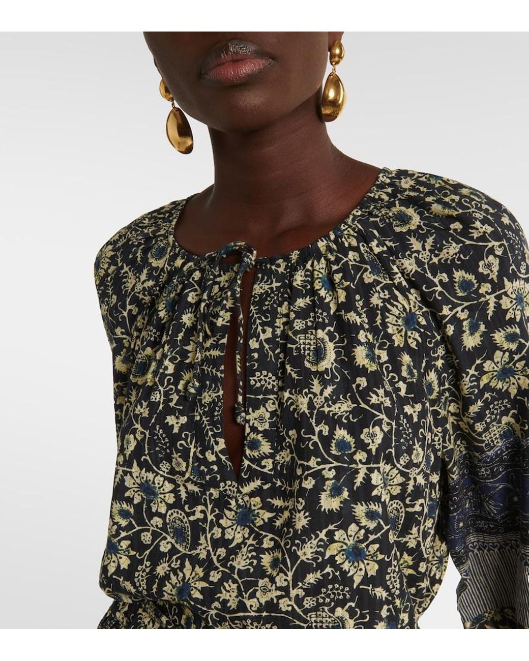 Ulla Johnson Blue Abri Floral Printed Cotton Minidress