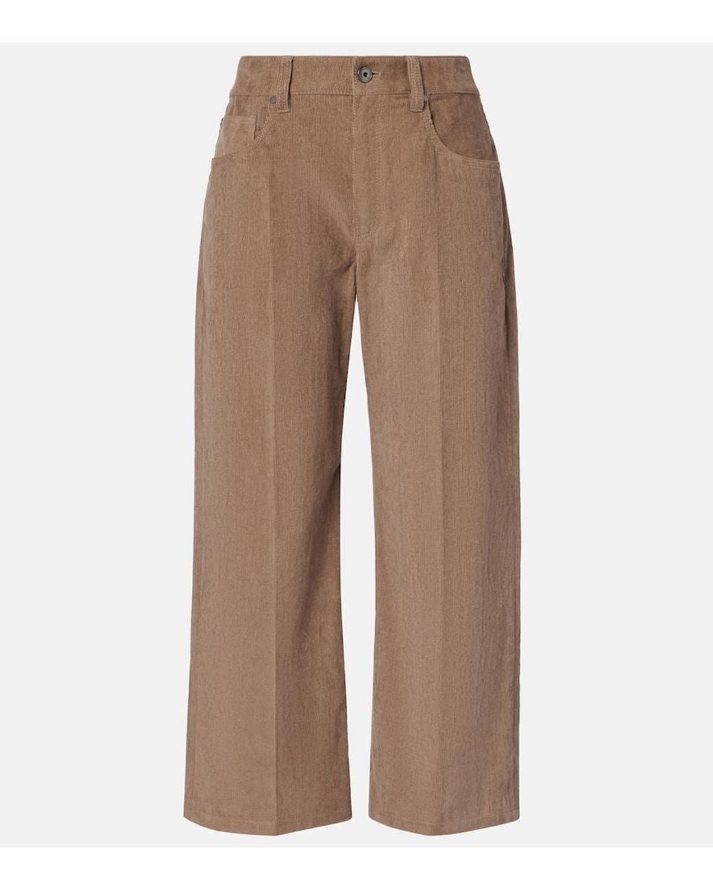 Brunello Cucinelli Brown Monili Cotton Corduroy Straight Pants