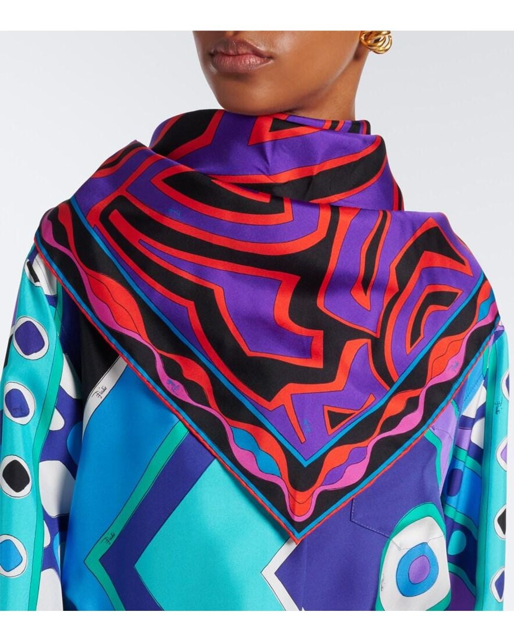 Emilio Pucci Purple Labirinto Silk Twill Scarf