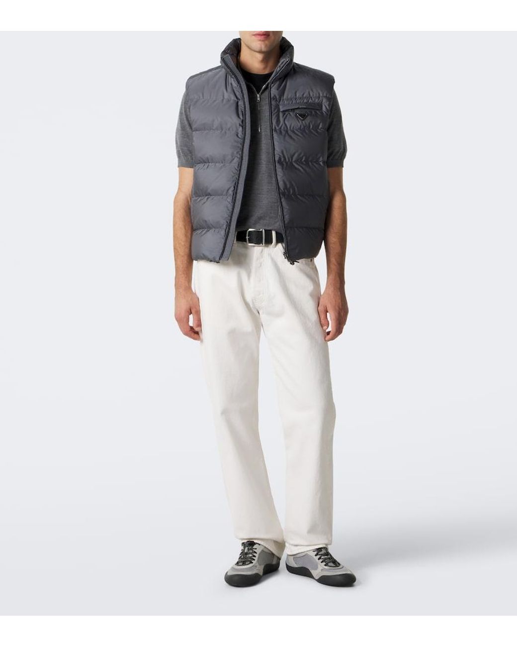 Chaleco De Plumas De Re-Nylon Prada de hombre de color Gray