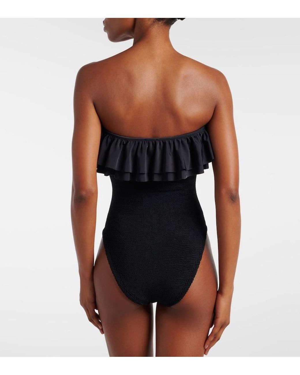 Hunza G Black Eloise Ruffled Swimsuit