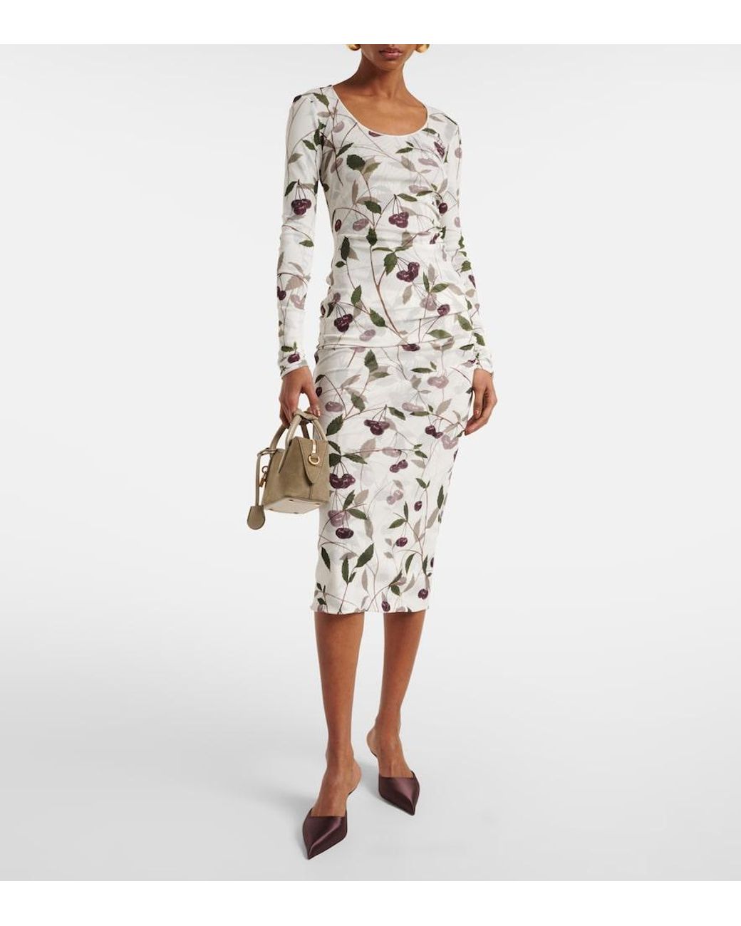 Stella McCartney White Cherry Print Midi Skirt