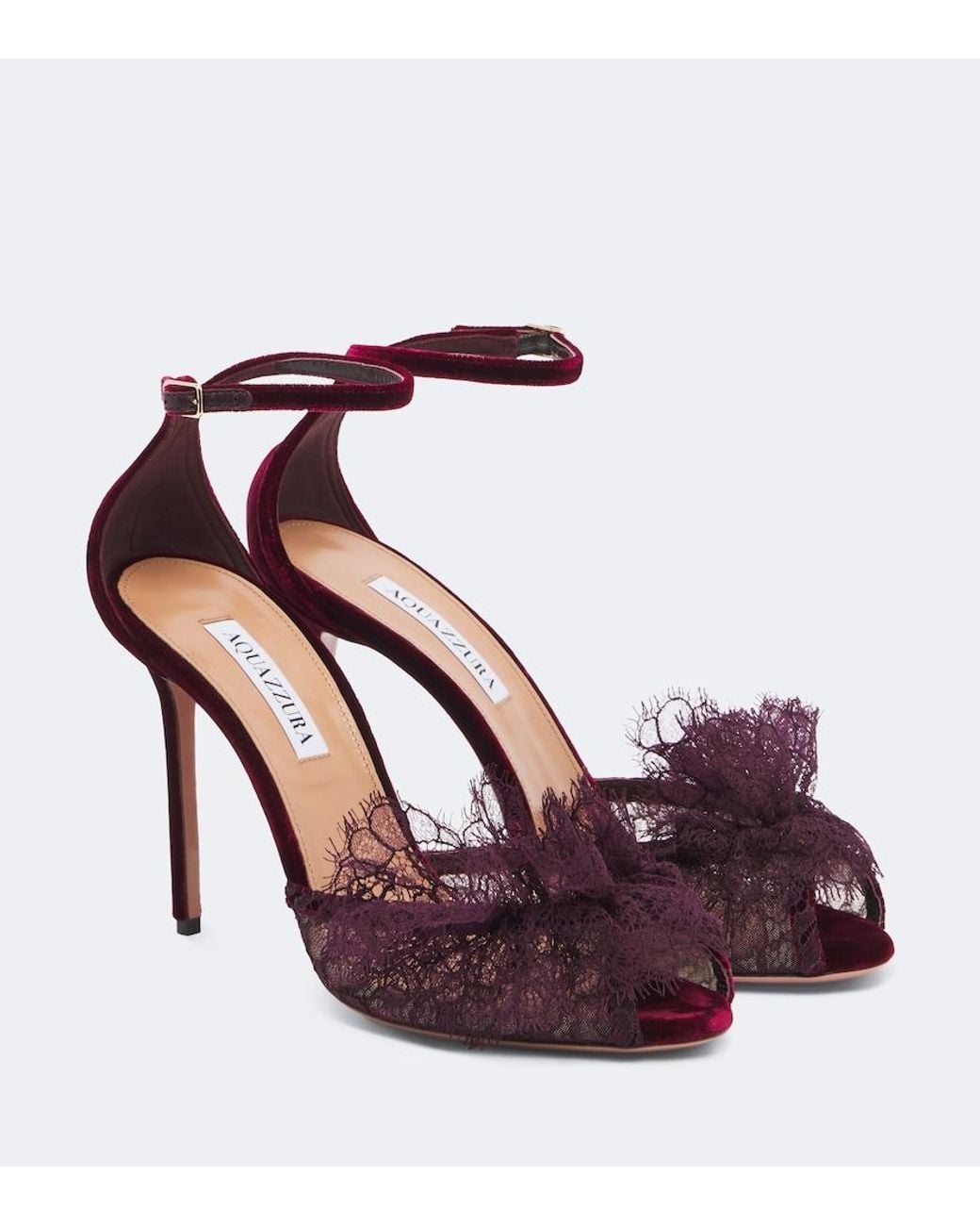 Aquazzura Purple Lover Lace-Trimmed Mesh Sandals