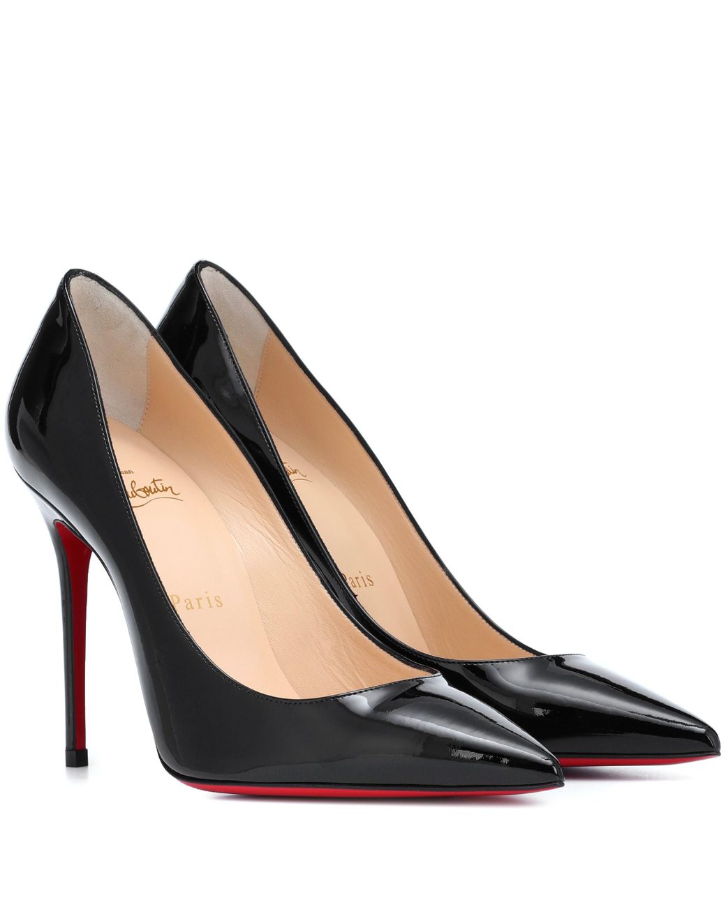 christian louboutin black pigalle pointed toe leather pumps
