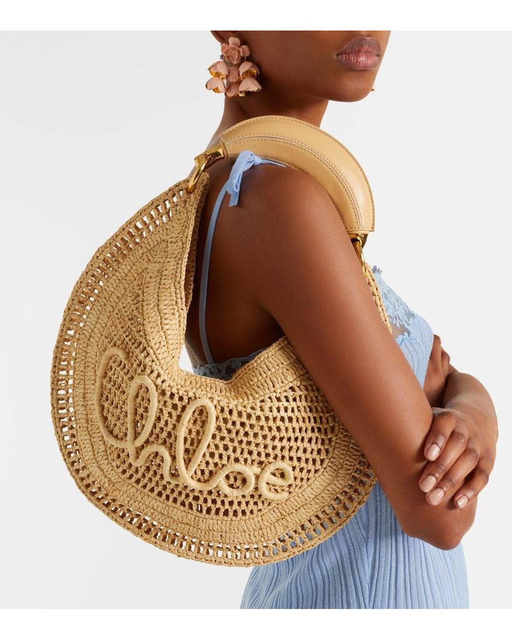 Chloé Natural Summer Banana Raffia Shoulder Bag