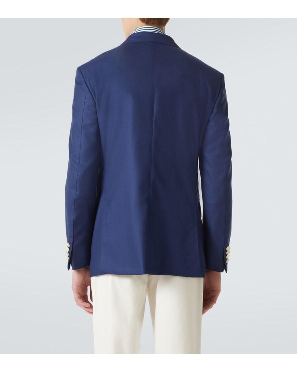 Dunhill Blue Double-Breasted Cashmere Blazer for men