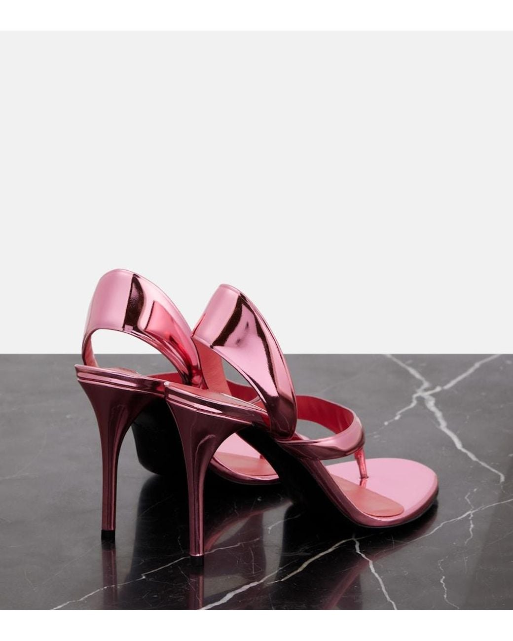 Alaïa Pink Infradito Metallic Leather Sandals