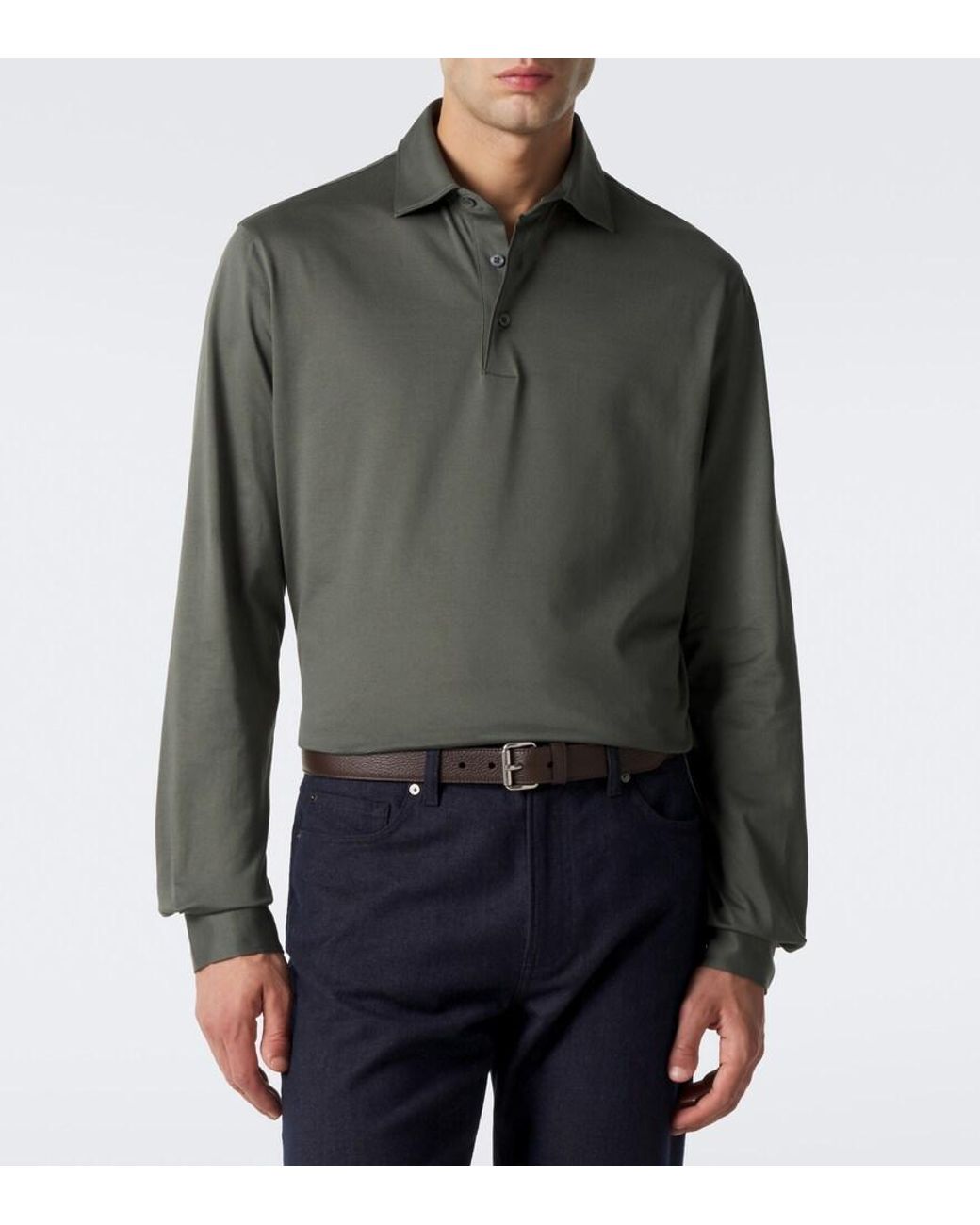 Thom Sweeney Green Cotton Jersey Polo Shirt for men