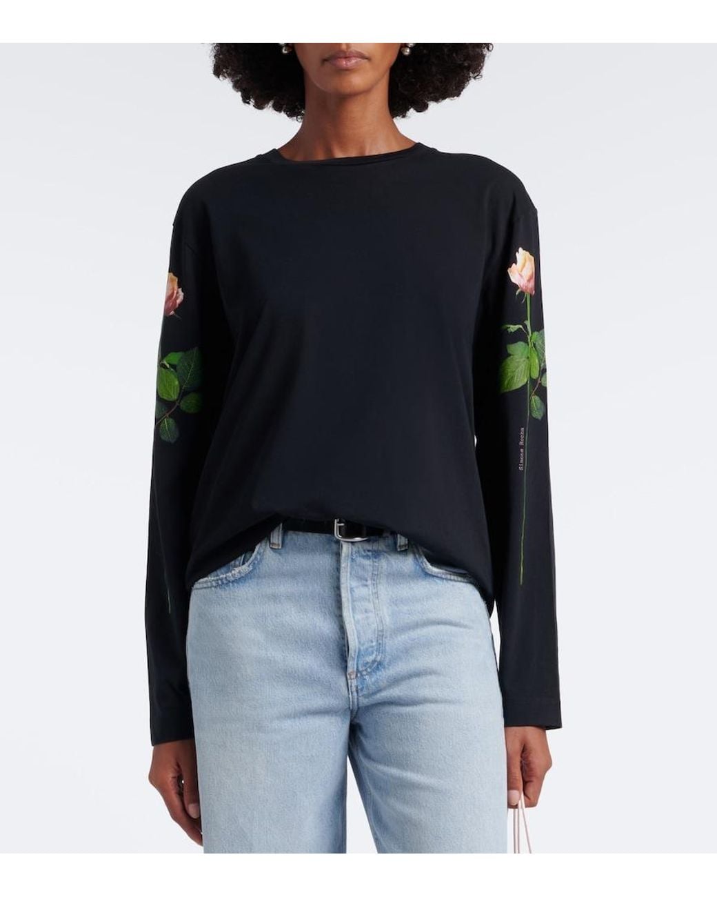 Simone Rocha Blue Floral Cotton Jersey T-Shirt