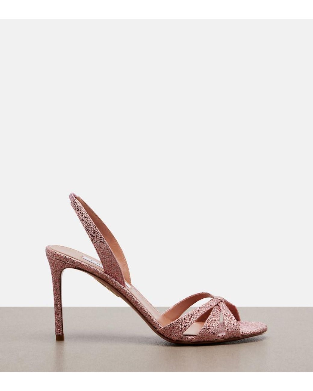 Aquazzura Pink Tati Canvas Slingback Sandals