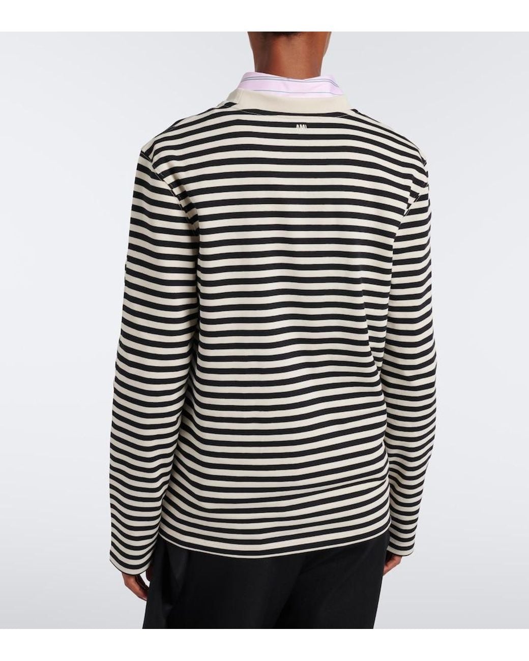 AMI Black Ami De Coeur Striped Cotton T-Shirt