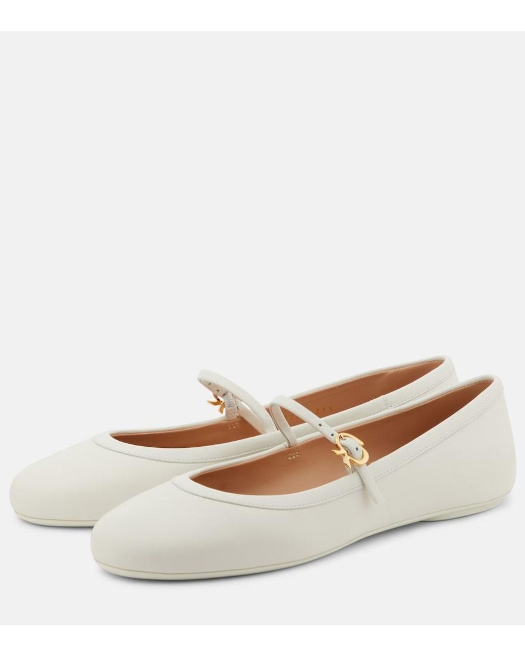 Gianvito Rossi White Carla Leather Mary Jane Flats