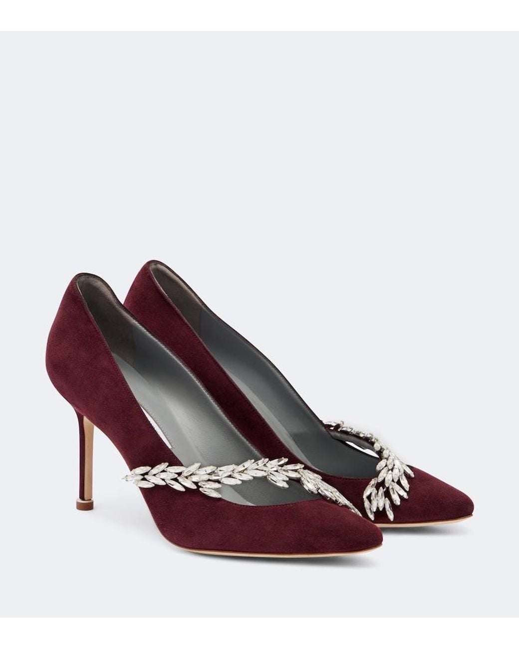 Balenciaga Red X Manolo Blahnik Embellished Suede Pumps