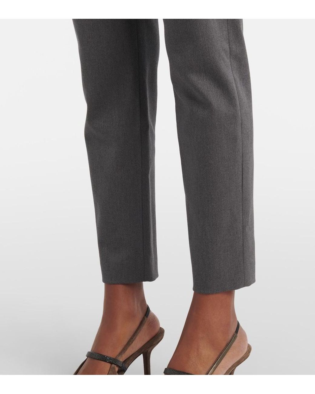 Brunello Cucinelli Gray Cotton-Blend Slim Pants