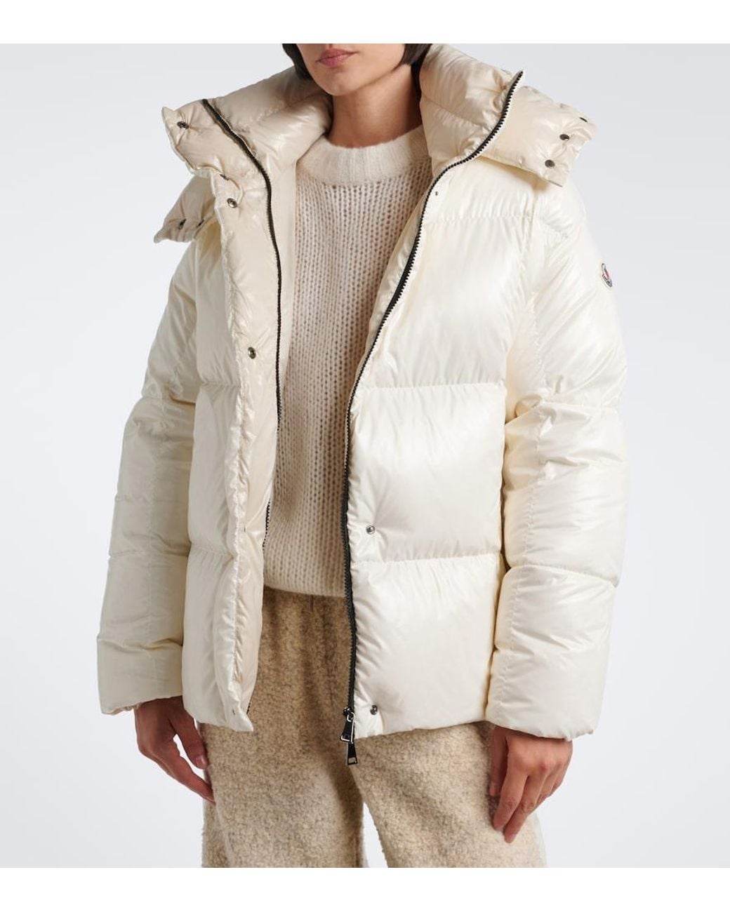 Moncler Natural Parana Hooded Padded-Down Jacket