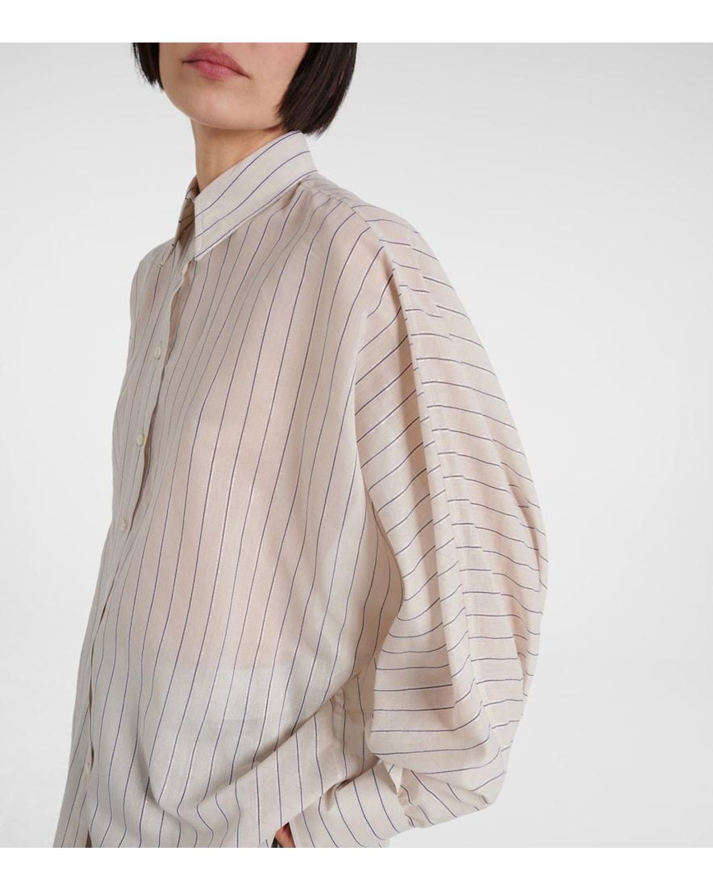 Brunello Cucinelli White Cotton-Blend Lame Shirt