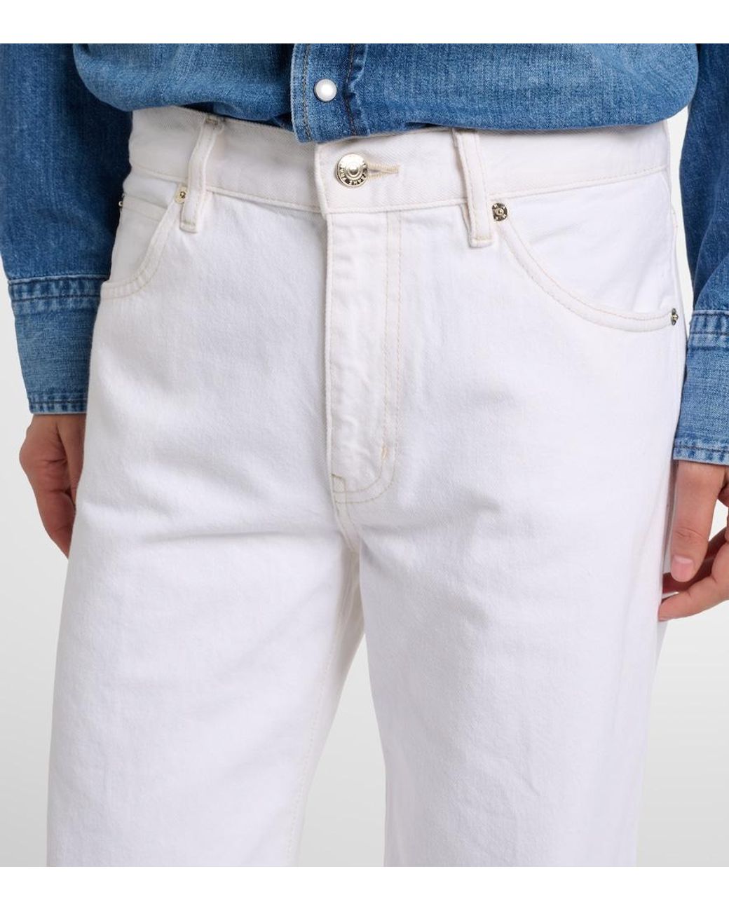 FRAME White Bubble Mid-Rise Wide-Leg Jeans