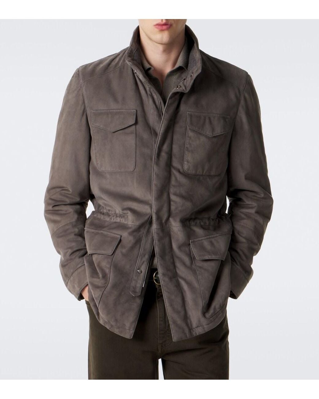 Thom Sweeney Brown Suede Field Jacket for men