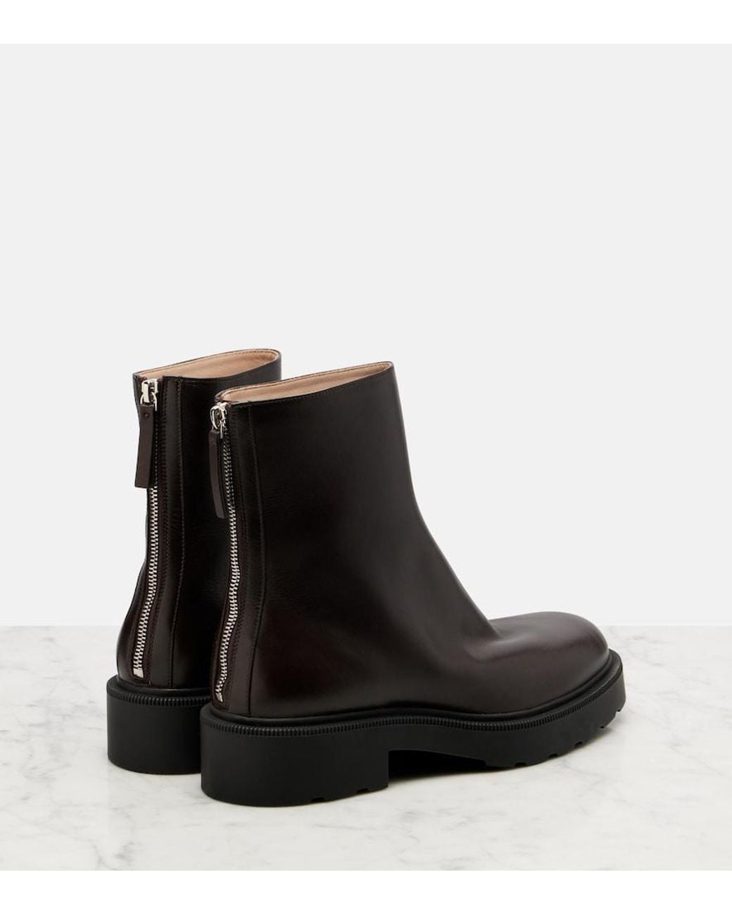 The Row Black Nobilis Fast Leather Ankle Boots